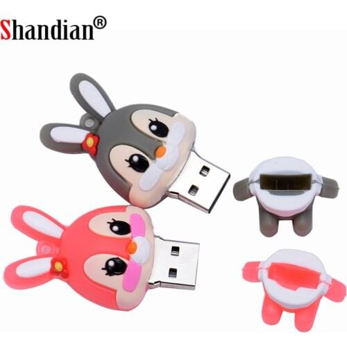 SHANDIAN promotion cartoon rabbit usb flash drive USB 2.0 64GB memory stick pen drive 4GB 8GB pendrive 16GB 32GB