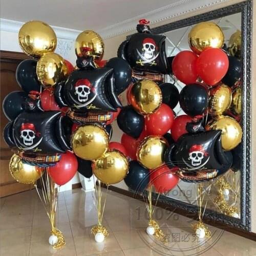 45pcs/set Pirate Halloween Theme Party Balloons Gold Aluminum Foil Balloon Boy Birthday Decoration Baby Shower Supplies