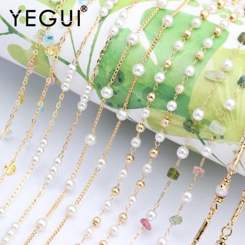 YEGUI C63,jewelry accessories,18k gold plated,0.3 microns,beads,natural stone,handmade,jewelry making,diy chain necklace,1m/lot