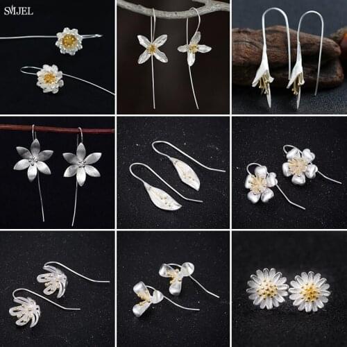 Fashion Metal Long Flower Stud Earrings for Women Boho Jewelry Wedding Big Lotus Orchid Earings Piercing 2021Brincos Pendientes