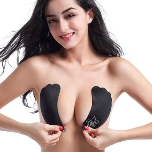 Women Reusable Bras For Self Adhesive Silicone Nipple Cover Breast Lift Tape Backless Front Closure Invisible Push Up Bra Pads