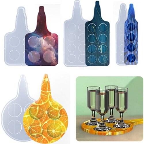 1Pc New Practical DIY Resin Epoxy Mold Creative Wine Glass Cup Tray Holder Silicone Mold For Family Goblet Storage