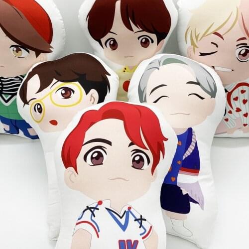 1pcs Kpop Star cartoon JUNGKOOK JIN SUGA RM JIMIN V JHOPE painting figure plush pillow toy Gifts