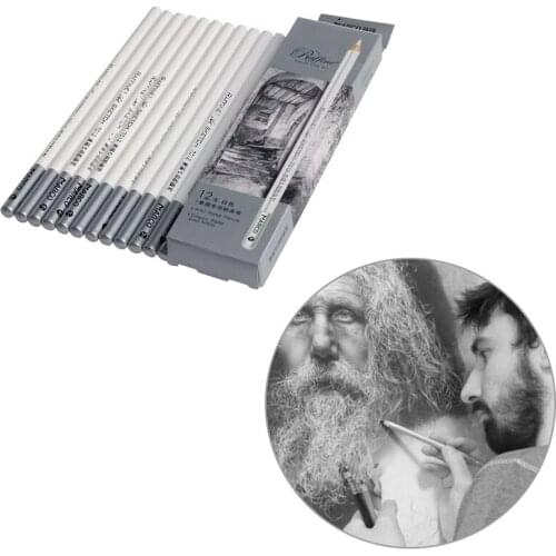 12pcs White Fine Art Drawing Non-toxic Base Pastel Pencils Set For Artist Sketch