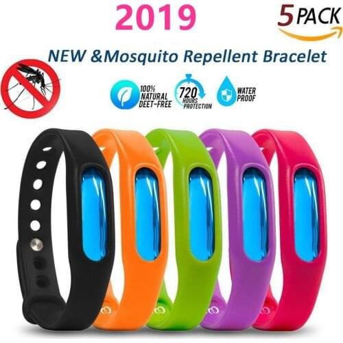5pcs Anti Mosquito Pest Bug Wristband Repellent Insect Silicone Bracelet Bangle Random Color