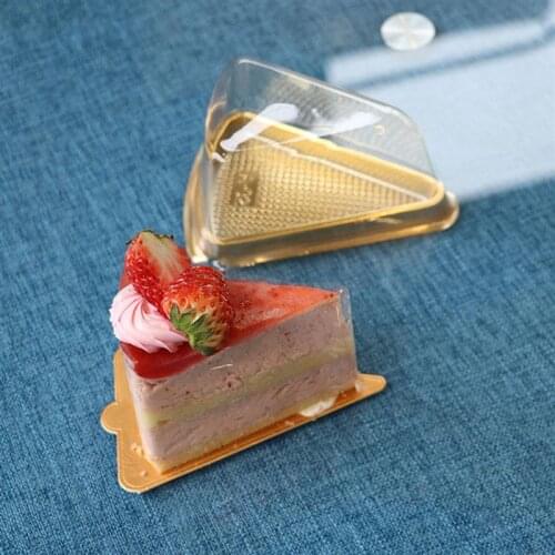 50pcs Cake Boxes Disposable Triangle/Round Shaped Moon Tray Food Gift Packaging Boxes Kitchen Containers (Golden/Black Bottom)