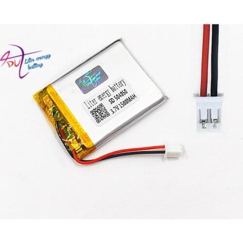 504050 JST 2.0mm 2pin 3.7V 1500mAh Lithium Polymer LiPo Rechargeable Battery For Mp3 DVD PAD mobile tablet pc power bank Camera