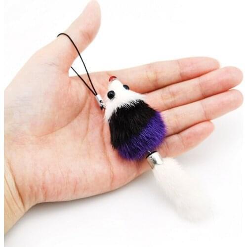 6PCS Cute Girls Fluffy Mink Fur Squirrel Keychain For Women Pompom Toy Key Chain On Bag Car Trinket Female Jewelry Party Gift