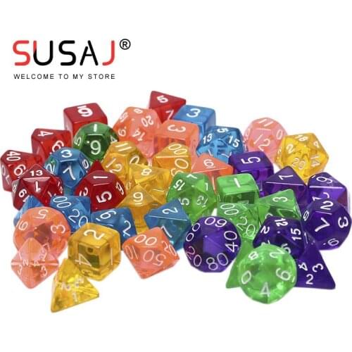 7pcs/set D4 D6 D8 D10 D12 D20 Polyhedral Dices Numbers Dials Desktop Table Board Game