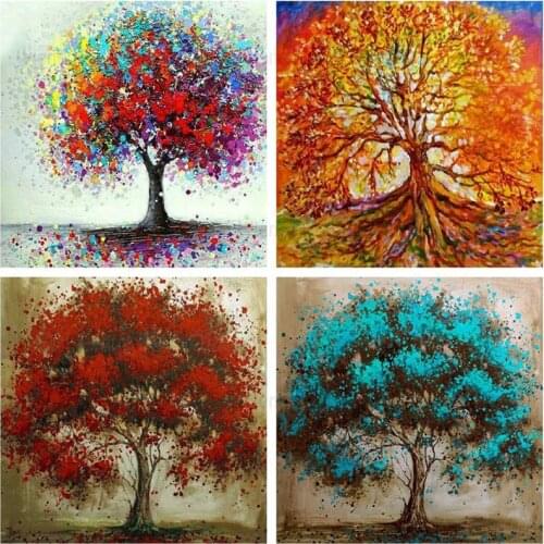 Full Drill 5D DIY Diamond Painting Colorful Tree Landscape Picture Diamond Embroidery Mosaic Diamond Wall Art Decor Handicraft