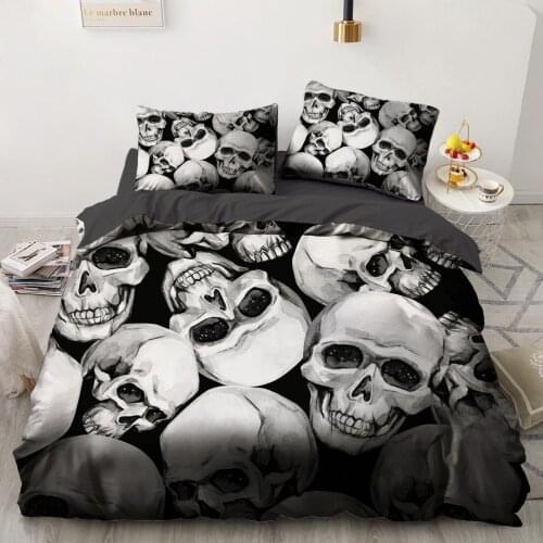 American Bedding Set Duvet Cover Set Quilt Covers Sets Comforter Case Full Twin Single Double Size 3D Skull Home Textile