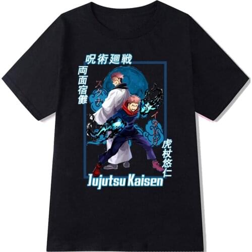 Anime Jujutsu Kaisen Print Clothes Harajuku Ryomen Sukuna Itadori Yuji T-shirt Cool Summer Fashion Street Style Short Sleeve