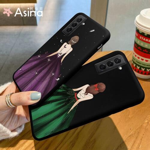 ASINA Cute Couple Case For Samsung Galaxy S21 Ultra S20 S10 S9 Plus Liquid Silicone Cover For Samsung Note 9 10 20 Fundas Dress
