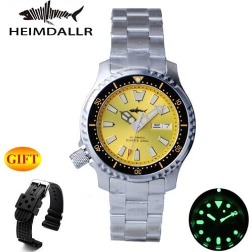 HEIMDALLR Automatic Mens Watch NH36 Men Mechanical Wristwatches Diver Watch 200M 316L Steel Sapphire Crystal 3C Luminous Dial