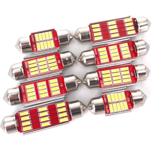 200PCS Festoon C5W CANBUS NO Error Auto Light 12 SMD 4014 LED 31mm 36mm 39mm 41mm Car Interior Dome Lamp Reading Bulb White 12V