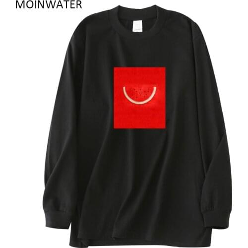 MOINWATER 2021 New Women Black Tops for Autumn Lady Blue Thick Long Sleeve T-shirts Female Cotton Long Tees MLT2116
