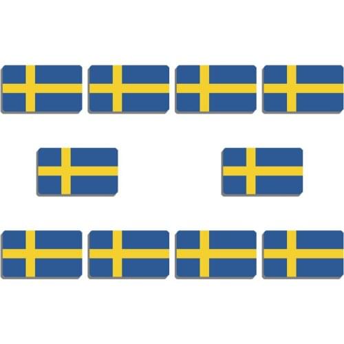 10Pcs/Lot Swedish Flag Brooch Sweden Acrylic Flag Lapel Pin For Women And Men Patriotic Backpacks Clothes Decor Party Badges