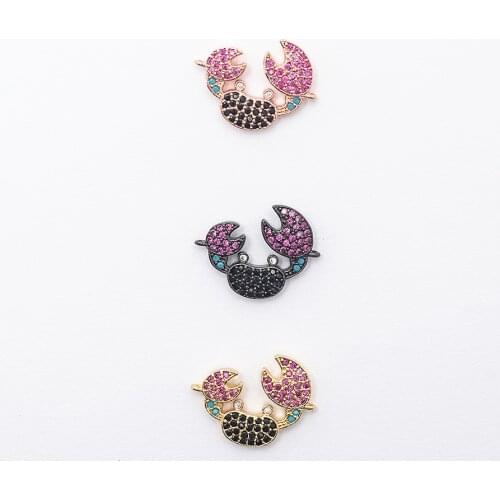 Color Zircon Crab Jewelry Accessories Clipper DIY Fashion Bracelet Necklace Accessories Wholesale