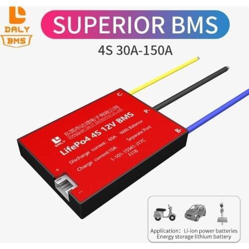 Daly BMS dali 3.2V Lifepo4 4S bms 12V 120A 150A separate port with balance PCM Bms LiNCM LMO Li-p 18650 Battery Pack