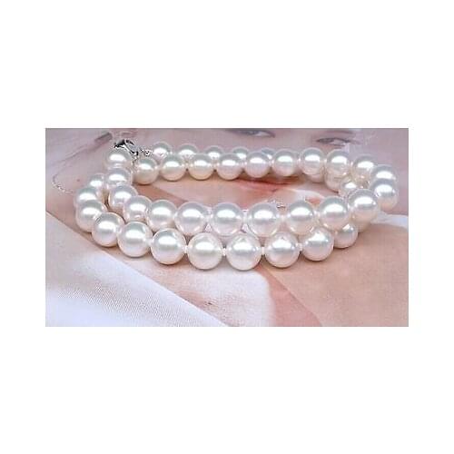 Elegant AAA10-11mm round south sea white pearl necklace 18inch>Selling jewerly free shipping