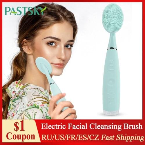Electric Facial Cleansing Brush Waterproof Silicone Cleansing Tool Handheld Facial Deep Cleaning Exfoliating Brush Pore Cleaner