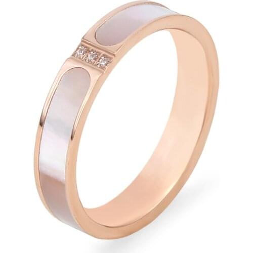 Natural Shell & AAA Crystals Love Rings For Women Couple Bridal Finger Rings Love Luxury Jewelry Girl Friend Weeding Gift