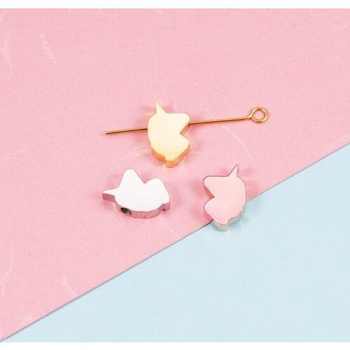 Fnixtar Unicorn Charms Horse Head Bead 1.8mm Hole Beads Mirror Polished Stainless Steel DIY Charms Supplies 8*11mm 20piece/lot