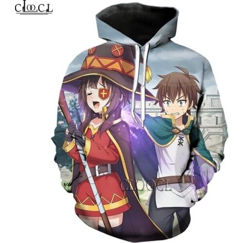 HX Anime Girl Megumin Konosuba 3D Print Hoodie Harajuku Casual Streetwear Men Women Unisex Tracksuit Tops Drop Shipping