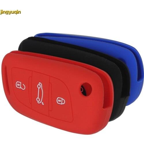 Jingyuqin 30pcs Entry Folding Remote Car Key Silicone Cover Case for Citroen DS3 DS4 DS5 DS6 Flip Key Case 3 Buttons FOB Styling