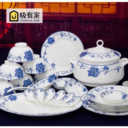 Ceramic tableware Jingdezhen china dishes 56 blue and white glaze color ceramic tableware tableware