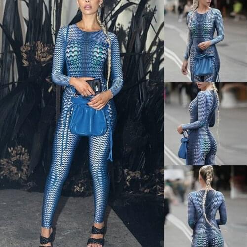 Workout Printing Bodycon Long Sleeve Rompers Womens Jumpsuit Streetwear Autumn Fashion One Piece Outfit Sportswear