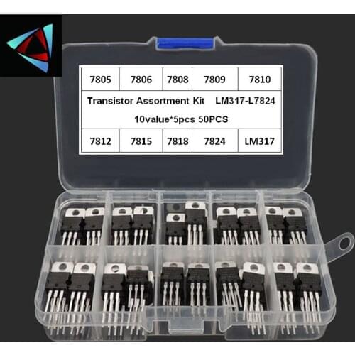 LM317T L7805 L7806 L7808 L7809 L7810 L7812 L7815 L7818 L7824 Transistor Assortment Kit 10value*5pcs 50PCS Voltage Regulator Box