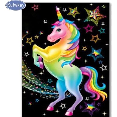Kufwkey crystal unicorn diamond painting sewing machine,full square Diamond embroidery diamond mosaic puzzles mazayka 5d arts