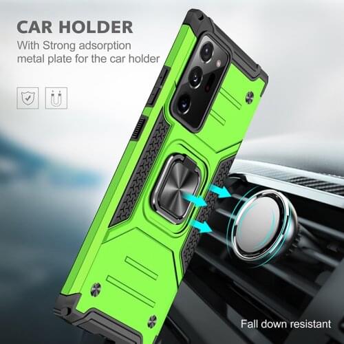 Magnetic Metal Finger Ring Stand Holder Shockproof Case For Samsung Note 20 Ultra Note 8 9 10 Pro Back Cover For Samsung Note 20