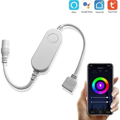 Tuya Wifi Mini RGB Controller 12v-24V 10A Mini Light Strip Controller voice work with smart home Alexa For RGB RGBW LED Strip
