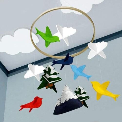 Crib Novel Wind Chimes Mobile With Felt Colorful Pigeon Cloud Tree Wind Chime Baby Bed Decoration For Baby Bedroom