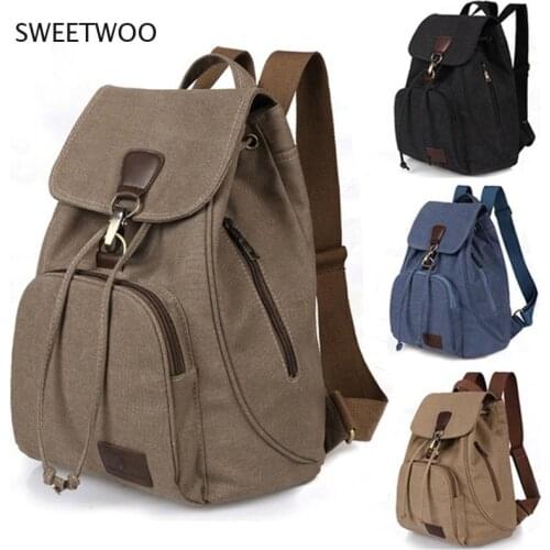Mens Travel Backpack Retro Fashion Women Solid Outdoor Canvas Backpack Camping Multifunctional Girl Schoolbag Fashion Backpack