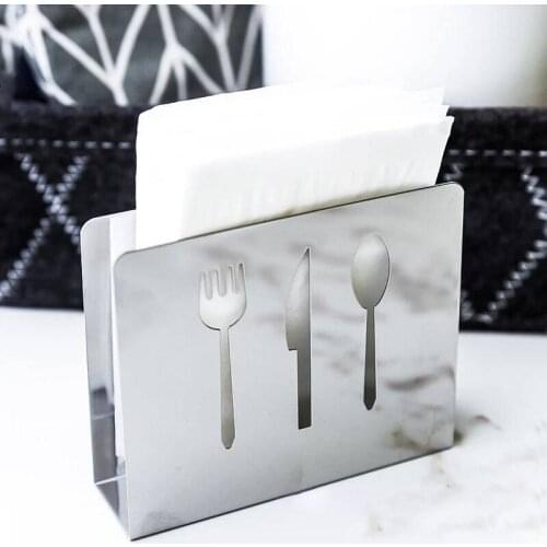 Stainless Steel Napkin Holder Dinner Table Tissue Storage Rack Restaurant Towel Paper Dispenser