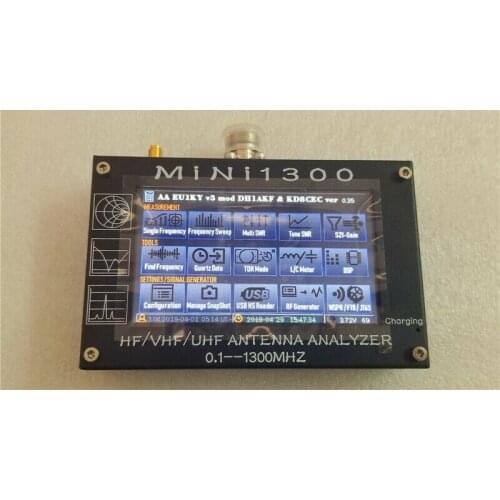 New Upgrade Mini1300 4.3inch Touch screen 0.1-1300MHz HF VHF UHF ANT SWR Antenna Analyzer inner Battery 5V/1.5A