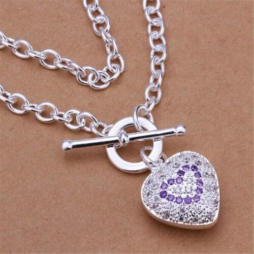 Hot sale wedding silver color Crystal Beautiful charms women noble Heart Necklace Fashion trends , Jewelry Gifts N277