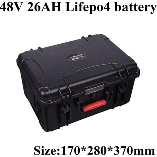 High Capacity Rechargeable Electric Bike Battery 48v 26Ah Lifepo4 Battery Pack for 1000W Motor Electric Scooter+58.4V Charger