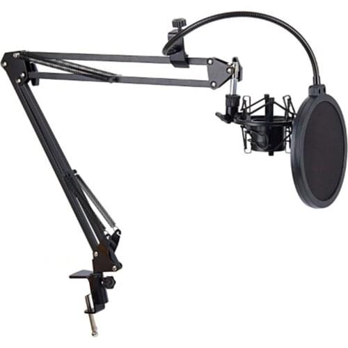 Microphone Stand Desktop Mic Clip Holder Tripod Mic Holder Cantilever Bracket Universal Shock Mount Microphone Bracket