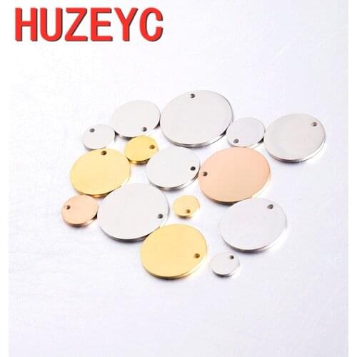 5pcs/Lot 6-30mm Stainless Steel Disc Pendant Stamping High Polish Round Charm Necklace Laser Engraving Marking DIY Jewelry