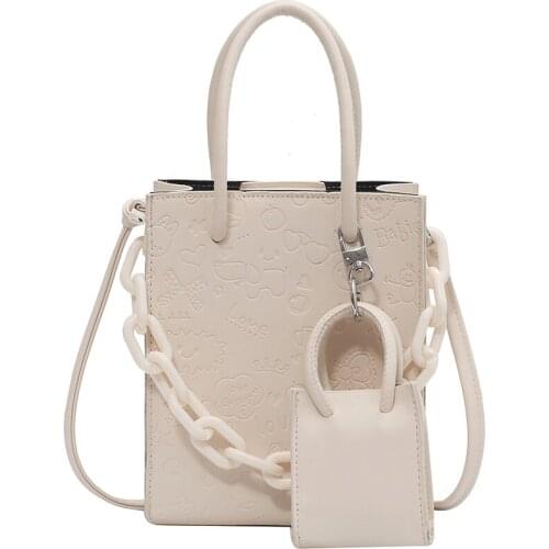 Retro Casual Flap Square bag 2021 New Quality PU Leather Womens Designer Handbag Acrylic shoulder strap Shoulder Messenger bags