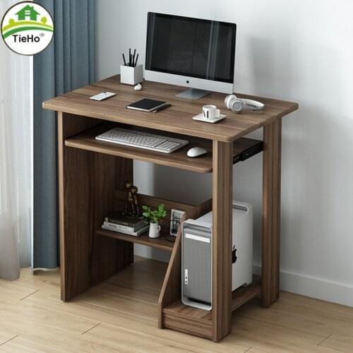TieHo Simple Modern Computer Desk Laptop Table PC Table with Keyboard Storage Shelf Working Study Table Writing Desk