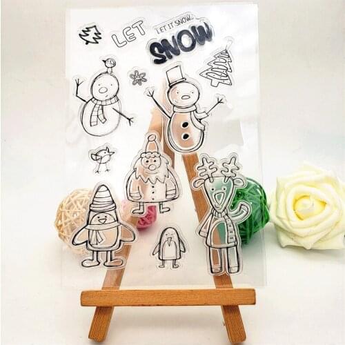 11x16cm Snowman Clear Stamps Transparent Seal Silicone Seal TPR Christmas Wedding Roller Stamps DIY Scrapbook Album Card