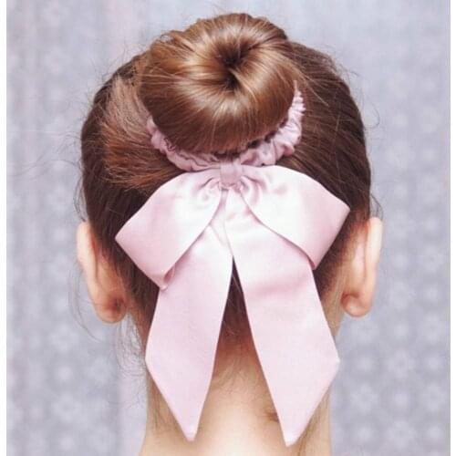 Hairband Scrunchy with Bow Tie Charmeuse Women Pure Silk Head Rope Rubber Girl Accessories Soft Luxurious Free Shipping