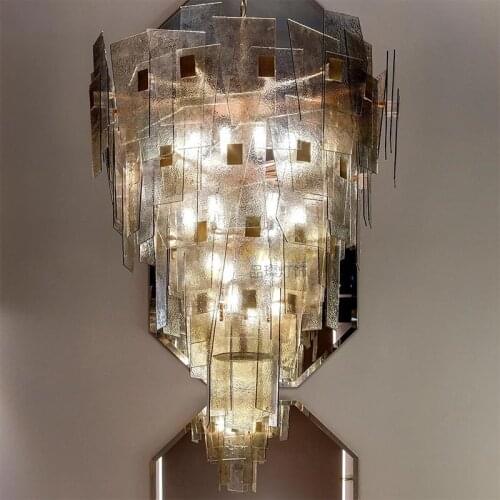 Picking high luxury glass chandelier colorfast and corrosion-resistant wrought iron custom engineering lamps for villas/halls