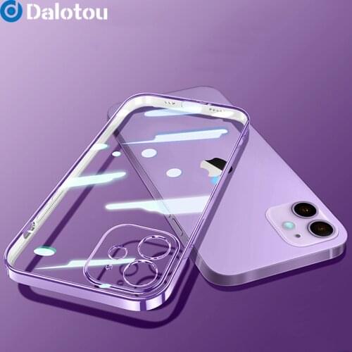 Luxury Square Frame Plating TPU Transparent Case for iPhone 13 12 11 Pro Max Mini X XR XS 7 8 6 6S Plus SE 2020 Soft Clear Cover