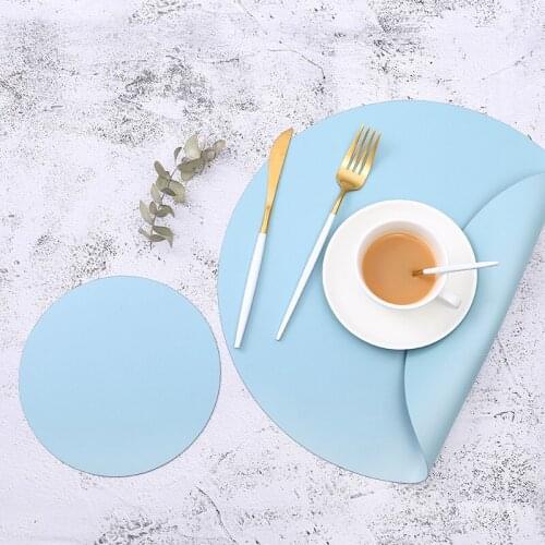 Napkin Creative PU Leather Tableware Pad Placemat Dining Table Mat Round Waterproof Heat-insulated Pad Home Desktop Decoration